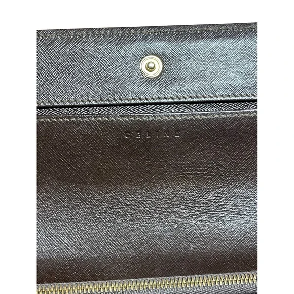 Celine Macadam Monogram Long Wallet Brown Coated Canvas Vintage COA - Picture 7 of 8